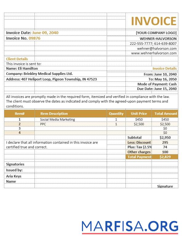 Blank Basic Agency Invoice Template